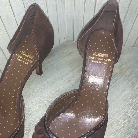 Flawless Moschino Brown Suede Round Toe Heel 39 - Picture 4 of 12
